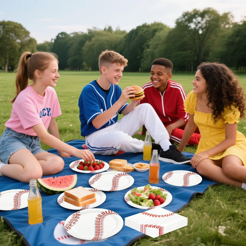 HFBOBP 72 Pcs Baseball Paper Plates and Napkins, 7inch Baseball Themed Party Supplies Decorations Disposable Tableware Dinnerware Set for Sport Themed Party Favors Kids Boys Girls Birthday - Image 5